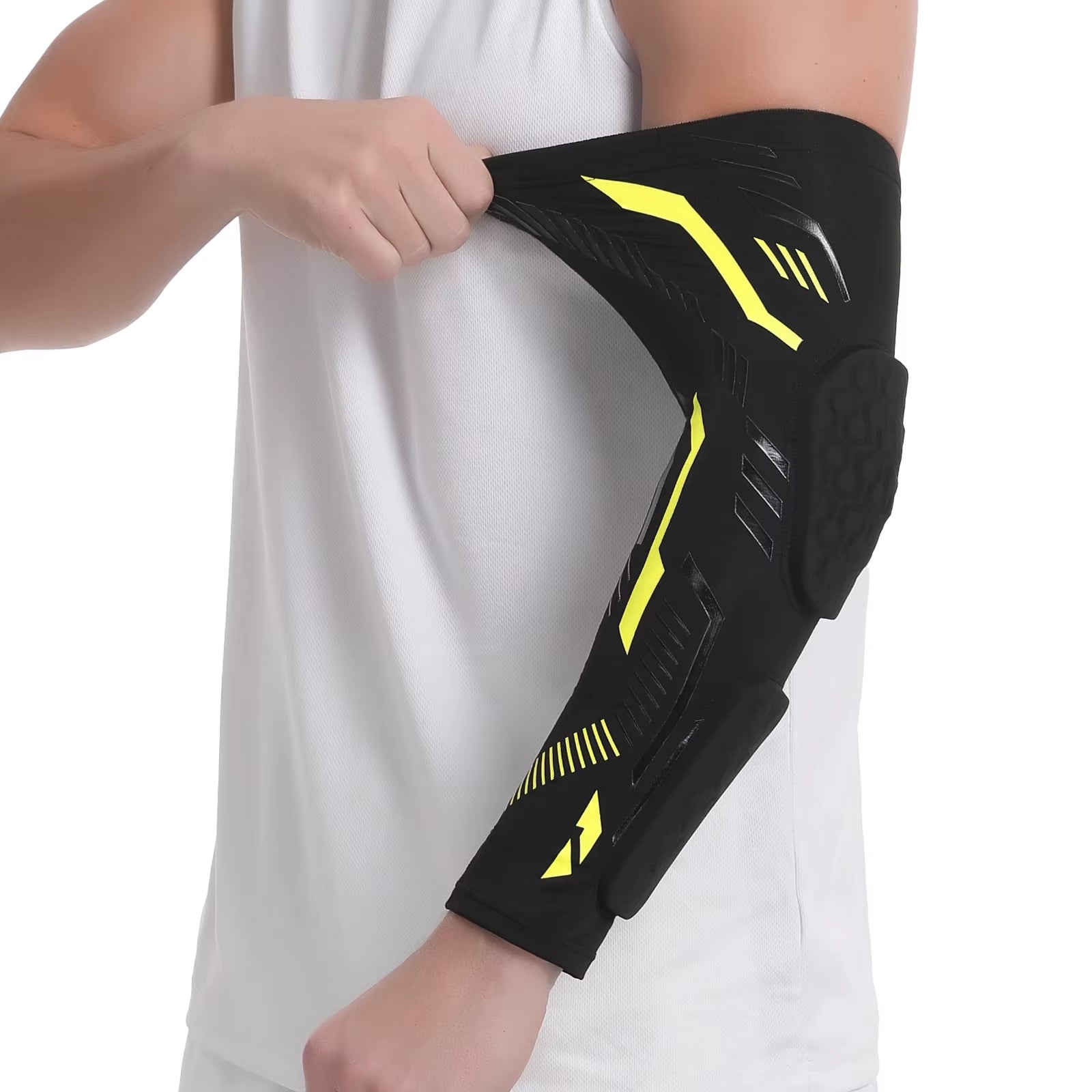 Men Sport Fitness Honeycomb Elbow Brace Tennis Elbow Arm Sleeve Padded Compression Elbow Support